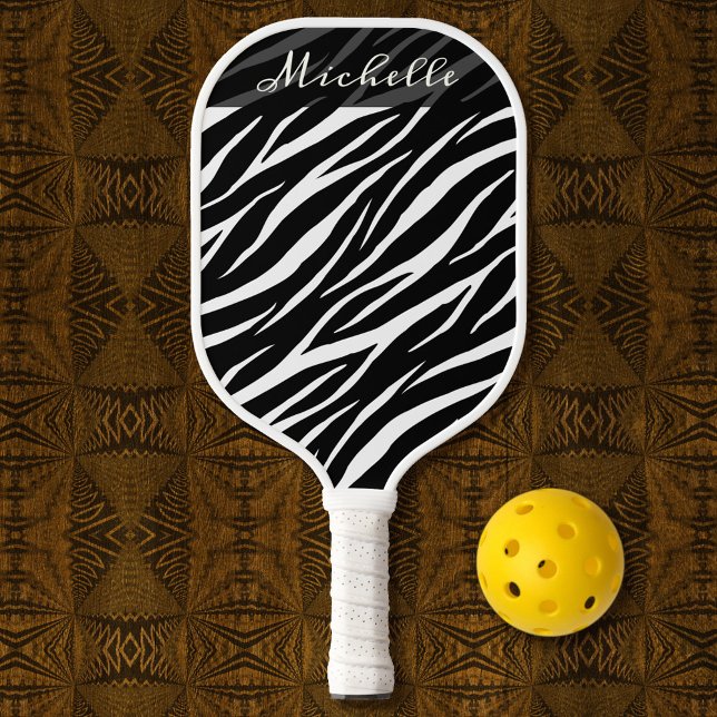 Simple Zebra Print Black White Cute Modern Pattern Pickleball Paddle (Creator Uploaded)
