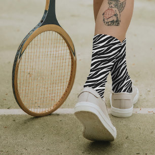 Simple Zebra Print Black White Cute Modern Pattern Socks