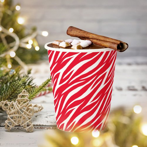 Simple Zebra Print Red White Cute Modern Pattern Paper Cups