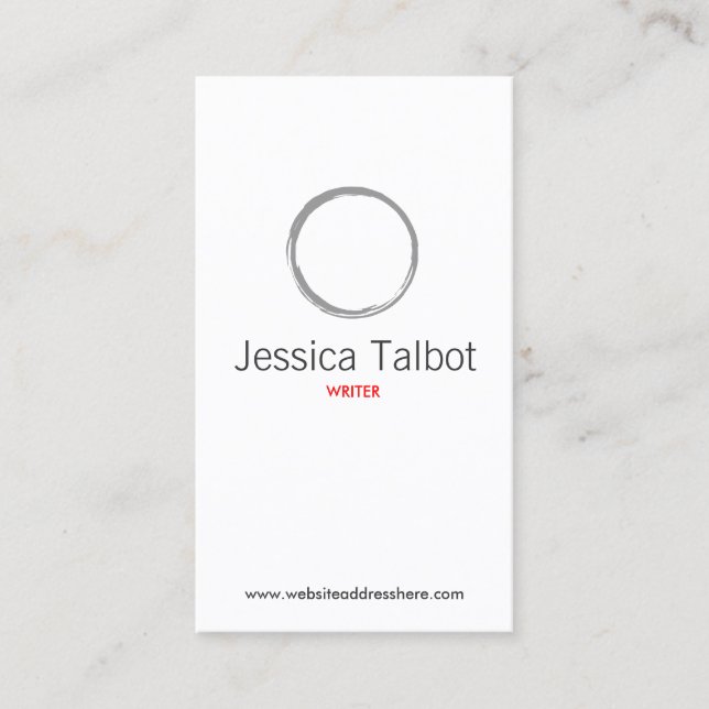 Simple Zen Circle Gray/White Business Card (Front)