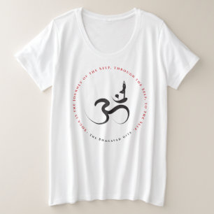 Simple Zen Silhouette Yoga & Om/Aum Calligraphy Plus Size T-Shirt