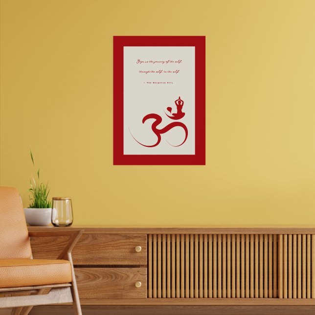 Simple Zen Silhouette Yoga & Om/Aum Calligraphy  Poster (Living Room 2)