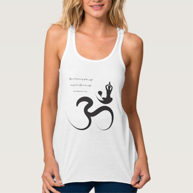 Simple Zen Silhouette Yoga & Om/Aum Calligraphy  Tank Top (Front)