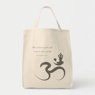 Simple Zen Yoga Om Calligraphy Silhouette Logo Bag