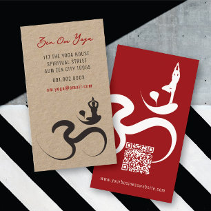 Simple Zen Yoga Om Calligraphy Silhouette Modern Business Card