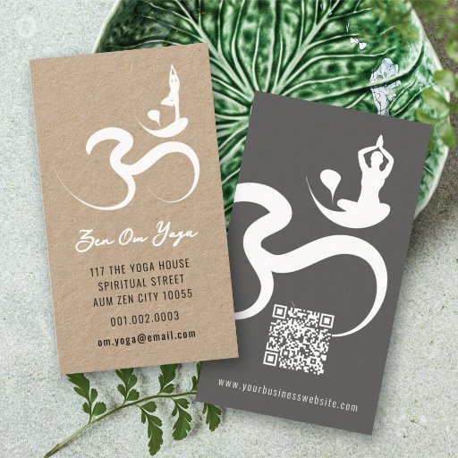 Customizable Simple Zen Yoga Om Calligraphy Silhouette Symbol Business Cards