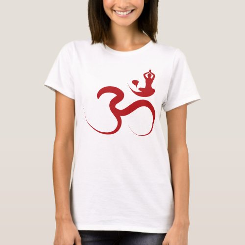 Simple Zen Yoga Om Calligraphy Silhouette T_shirt