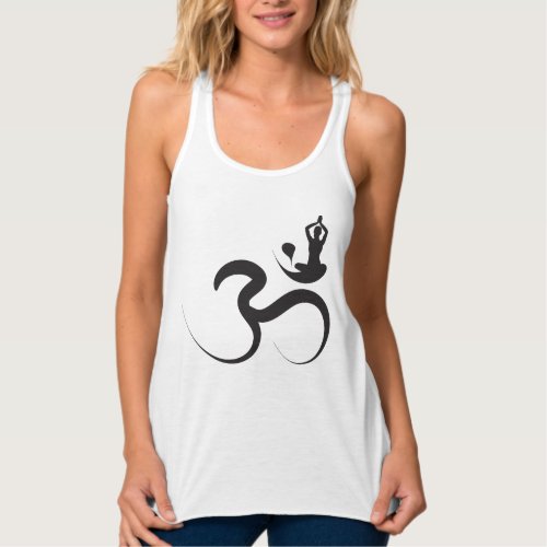 Simple Zen Yoga Om Calligraphy Silhouette T_shirt Tank Top