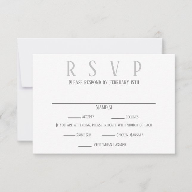 SimpleGray Design - RSVP/Dinner Choices Invitation (Front)