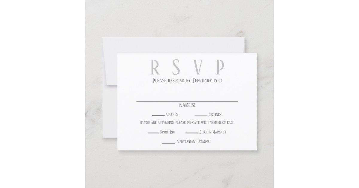 SimpleGray Design - RSVP/Dinner Choices Invitation | Zazzle