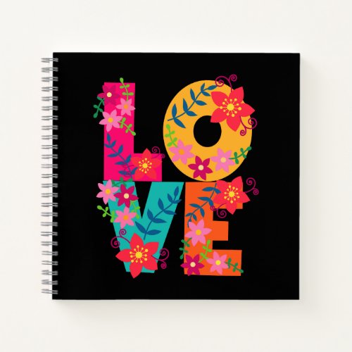 SImplemente la palabra amor entre flores Notebook