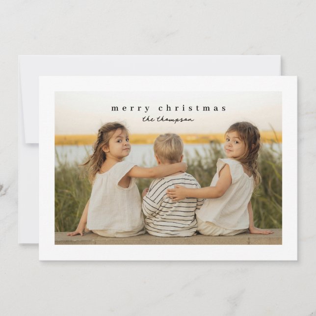 Simplest Border Family Photo Holiday Card (Front)