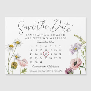 SimpleWild Flower Wedding Calendar Save The Date