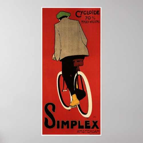 SIMPLEX Amsterdam Dutch Ad Vintage Cycle Poster
