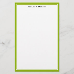Simplicity Apple Grn White Personalized Stationery