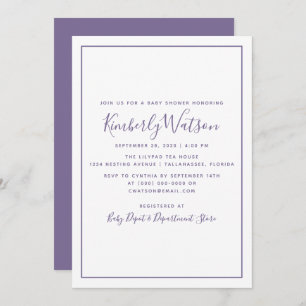 Simplicity Baby Shower Invite Purple