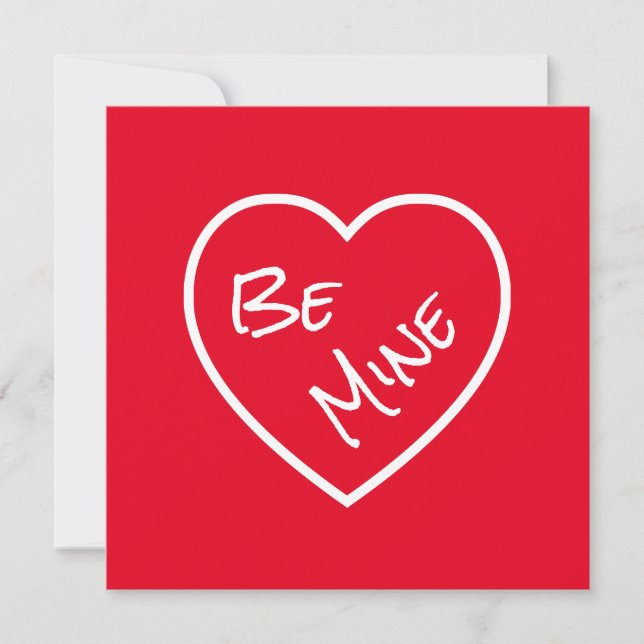 Simplicity Be Mine Red & White Valentine's Day Holiday Card (Front)