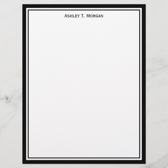 Simplicity Black White Personalized Letterhead (Front)
