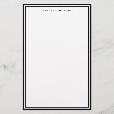 Simplicity Black White Personalized Stationery