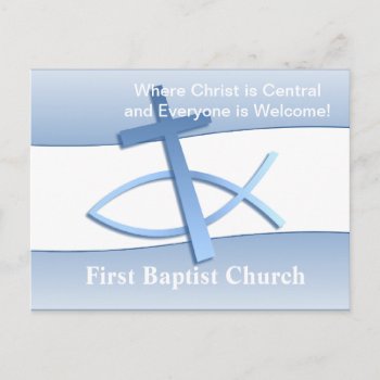 Simplicity Blue Church Postcard by Churchsupplies at Zazzle