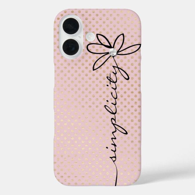 Simplicity Daisy Text Shimmering Gold Dots Case-Mate iPhone Case (Back)