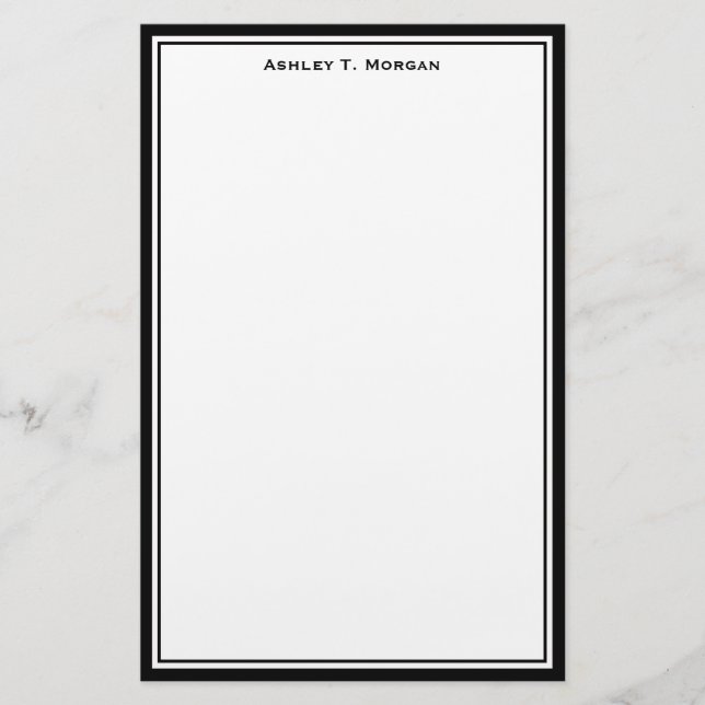 Simplicity DIY Frame White Personalized Black Stationery (Front)