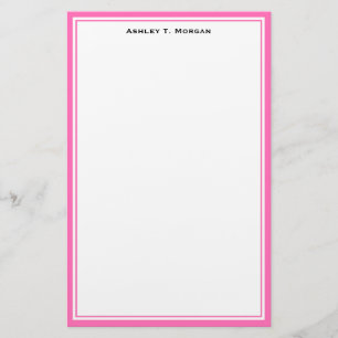 Simplicity DIY Frame White Personalized Hot Pink Stationery