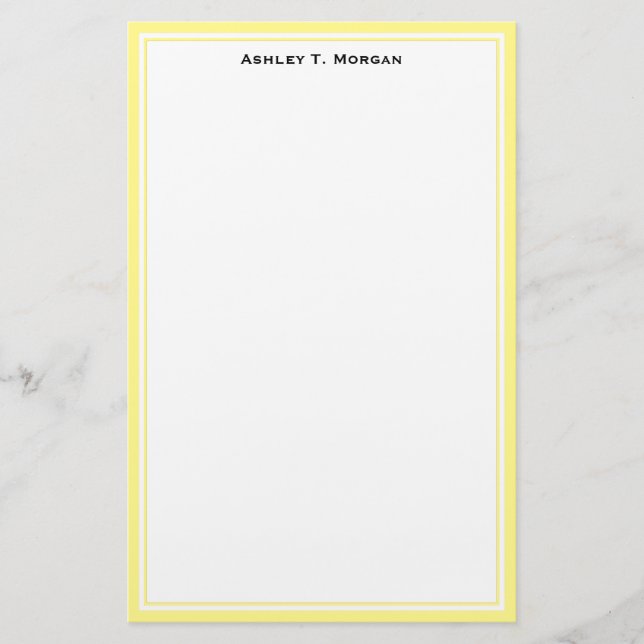Simplicity DIY Frame White Personalized Lt Yellow Stationery (Front)
