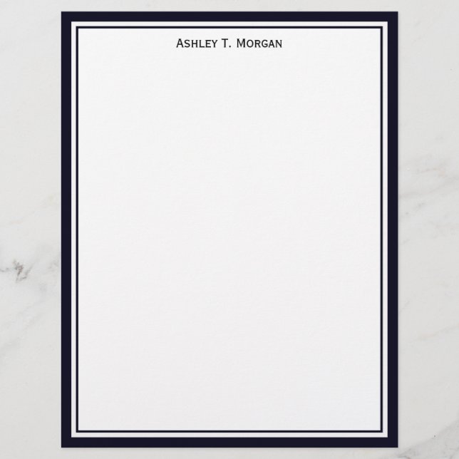 Simplicity Dk Blue / White Personalized Letterhead (Front)