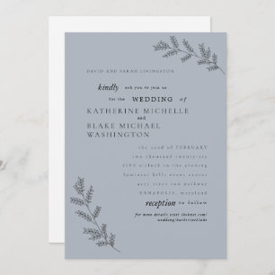 Simplicity Dusty Blue Parents Website Wedding Invitation