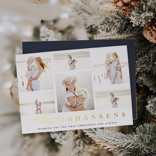 Simplicity | Elegant Photo Collage Foil Holiday Card (Creator Uploaded)