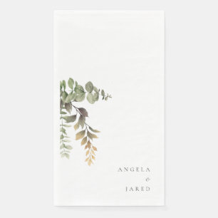 Simplicity & Fall Foliage Wedding Couple Names Paper Guest Towels