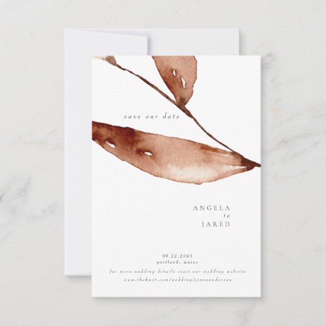 Simplicity Fall Watercolor Foliage  Save The Date (Front)