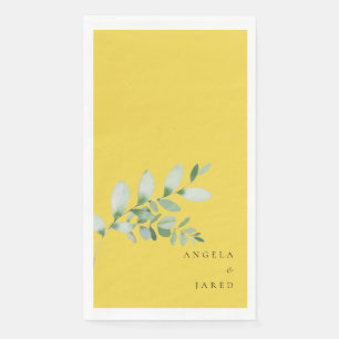 Simplicity & Foliage Wedding Bright Yellow II Paper Guest Towels