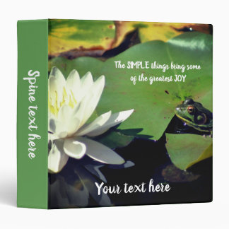 Simplicity Frog Inspirational Quote Personalized 3 Ring Binder