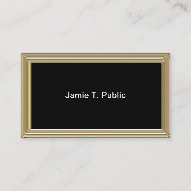 Simplicity: Gold Frame, Black Background Business Card (Front)
