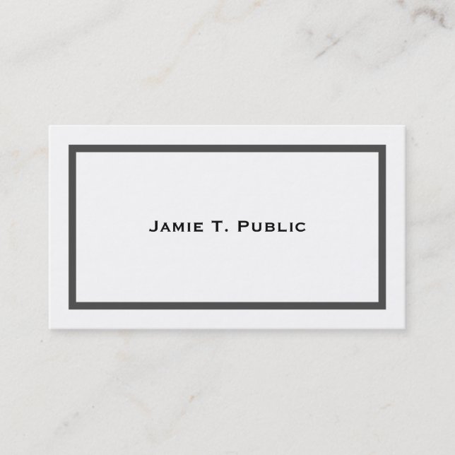 Simplicity: Gray Banded Frame, White Background Business Card (Front)
