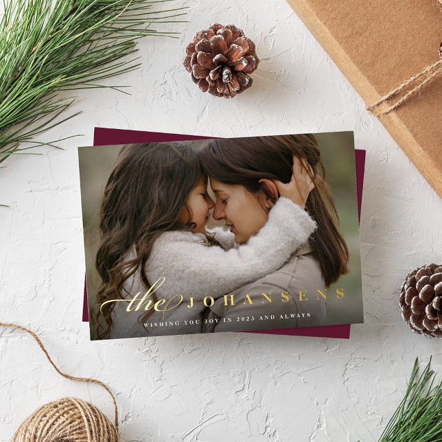 Simplicity | Horizontal Photo Foil Holiday Card (Creator Uploaded)