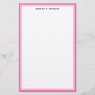 Simplicity Hot Pink White Personalized Stationery