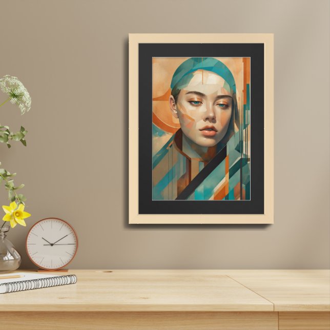 Simplicity in Beauty:Elegance of a Beautiful Lady Framed Art (Table Top)