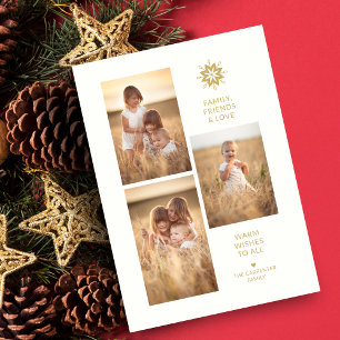 Simplicity Minimal 3 Photos Family Collage  Holiday Card