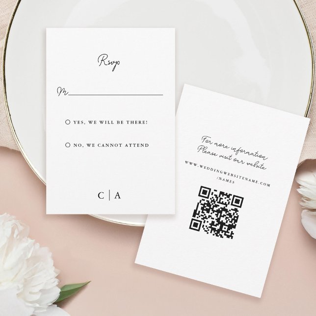 Simplicity | Monogram Minimal Wedding RSVP Card (Creator Uploaded)