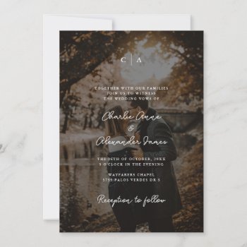 Simplicity | Monogram Minimalist Photo Wedding Invitation by beckynimoy at Zazzle