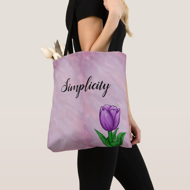 Simplicity Purple Tulip Tote Bag (Close Up)