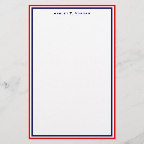 Simplicity Red White Blue Personalized Stationery