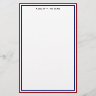 Simplicity Red White Blue Personalized Stationery