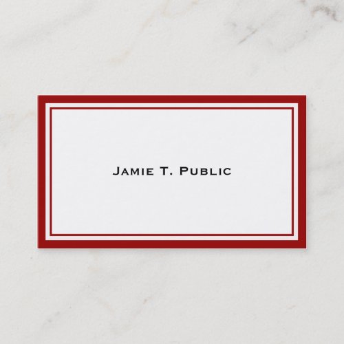 Simplicity: Red &amp; White Frame, White Background Business Card Template