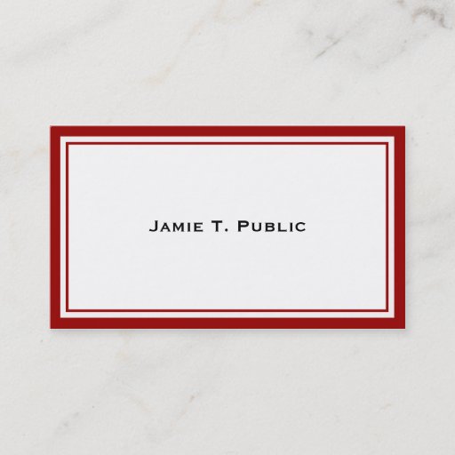 Customizable Simplicity: Red & White Frame, White Background Business Card Template