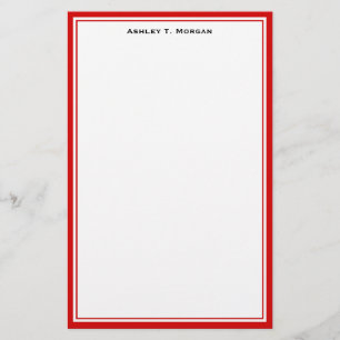 Simplicity Red White Personalized Stationery
