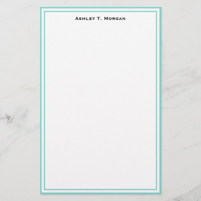 Simplicity Robin Egg White Personalized Stationery (Front)
